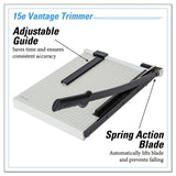 Dahle® Vantage Guillotine Paper Trimmer/Cutter, 15 Sheets, 15" Cut Length, Metal Base, 12.25 x 15.75 (DAH15E) Each