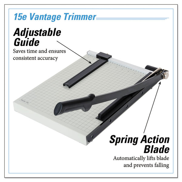 Dahle® Vantage Guillotine Paper Trimmer/Cutter, 15 Sheets, 15" Cut Length, Metal Base, 12.25 x 15.75 (DAH15E) Each