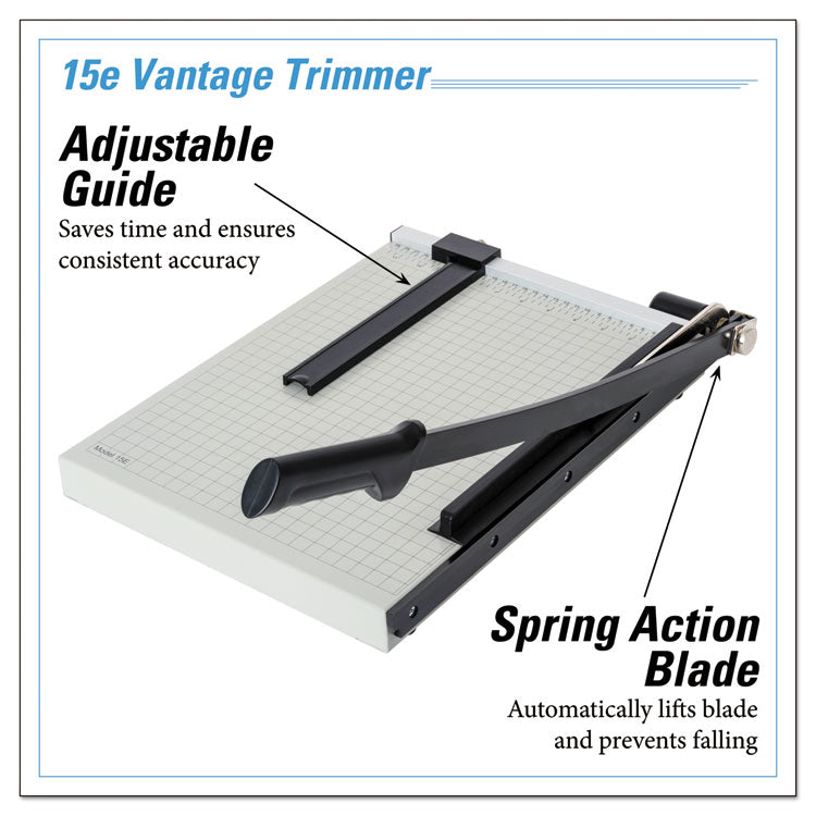 Dahle® Vantage Guillotine Paper Trimmer/Cutter, 15 Sheets, 15" Cut Length, Metal Base, 12.25 x 15.75 (DAH15E) Each