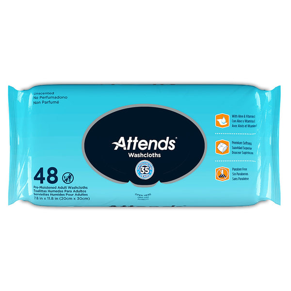 Attends® Personal Cleansing Wipe Soft Pack Unscented 48 Count (840137_CS) 576/CS