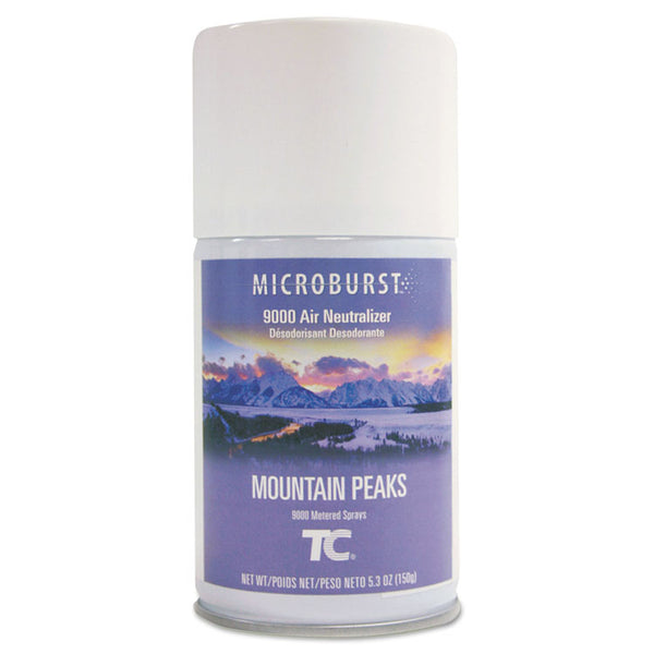Rubbermaid® Commercial TC Microburst 9000 Air Freshener Refill, Mountain Peaks, 5.3 oz Aerosol Spray, 4/Carton (RCP4012461)