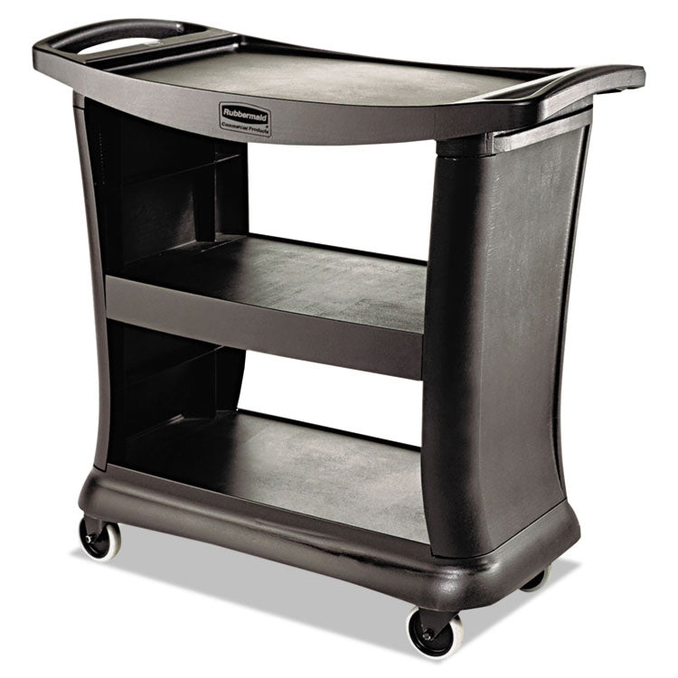 Rubbermaid® Commercial Executive Service Cart, Plastic, 3 Shelves, 300 lb Capacity, 20.33" x 38.9" x 38.9", Black (RCP9T6800BK) Each