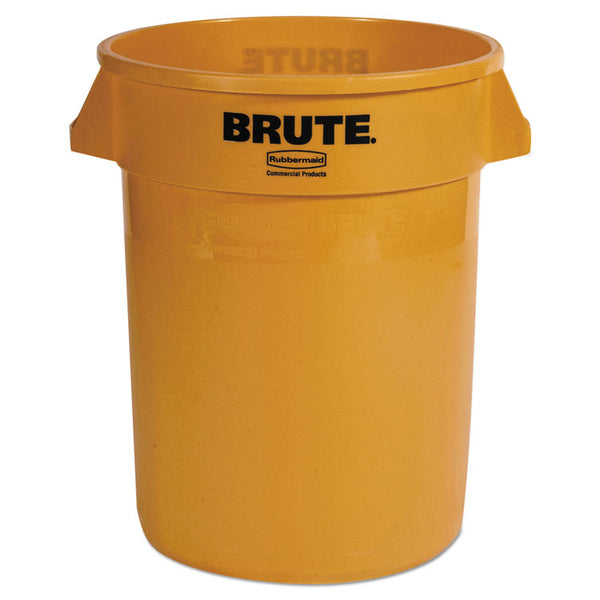 Rubbermaid® Commercial Vented Round Brute Container, 32 gal, Plastic, Yellow (RCP2632YEL)