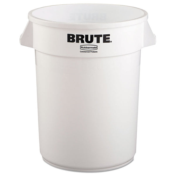 Rubbermaid® Commercial Vented Round Brute Container, 32 gal, Plastic, White (RCP2632WHI)