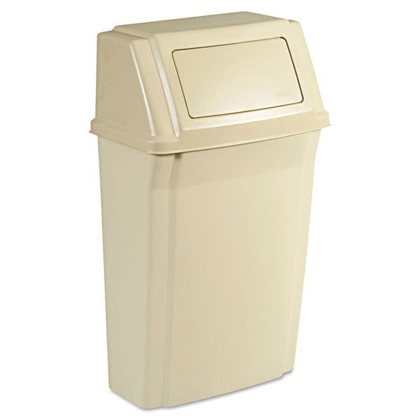 Rubbermaid® Commercial Slim Jim Wall-Mounted Container, 15 gal, Plastic, Beige (RCP7822BEI)