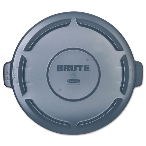 Rubbermaid® Commercial BRUTE Self-Draining Flat Top Lids, 24.5" Diameter x 1.5h, Gray (RCP264560GY) Each