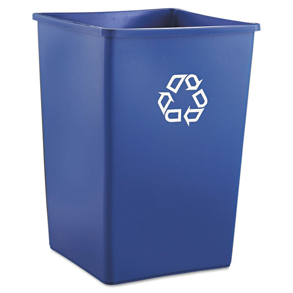 Rubbermaid® Commercial Square Recycling Container, 35 gal, Plastic, Blue (RCP395873BLU)
