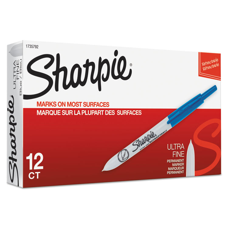 Sharpie® Retractable Permanent Marker, Extra-Fine Needle Tip, Blue (SAN1735792) 1 Dozen