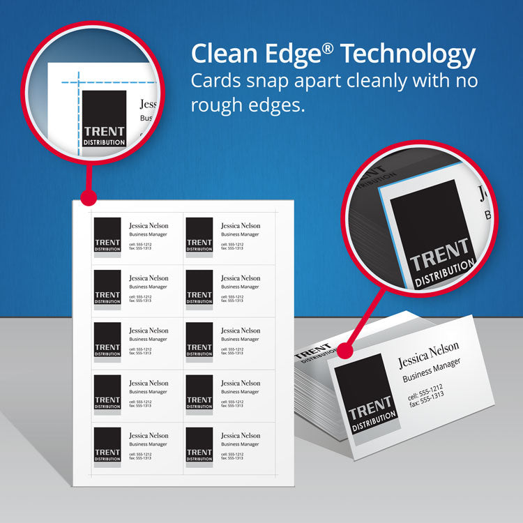 Avery® True Print Clean Edge Business Cards, Inkjet, 2 x 3.5, Ivory, 200 Cards, 10 Cards Sheet, 20 Sheets/Pack (AVE8876)