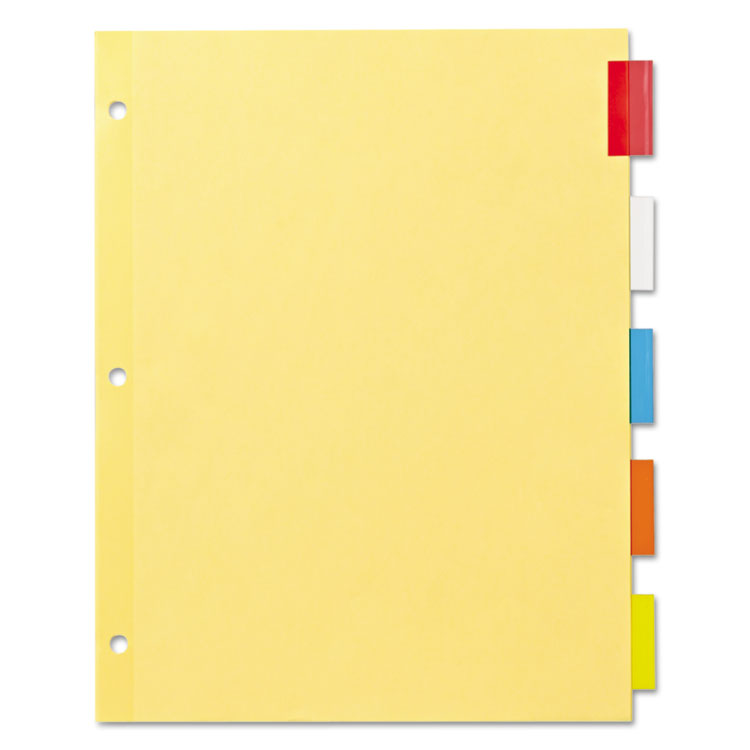 Office Essentials™ Plastic Insertable Dividers, 5-Tab, 11 x 8.5, Assorted Tabs, 1 Set (AVE11465)