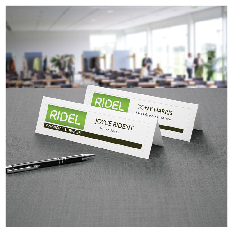 Avery® Medium Embossed Tent Cards, White, 2.5 x 8.5, 2 Cards/Sheet, 50 Sheets/Box (AVE5305) Each