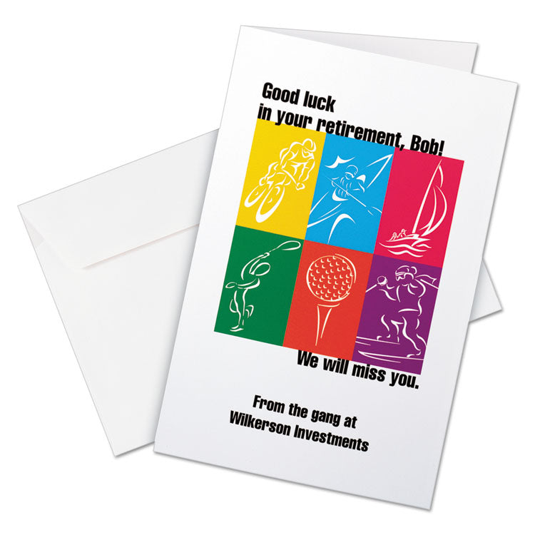 Avery® Half-Fold Greeting Cards with Matching Envelopes, Inkjet, 85 lb, 5.5 x 8.5, Matte White, 1 Card/Sheet, 30 Sheets/Box (AVE8316)