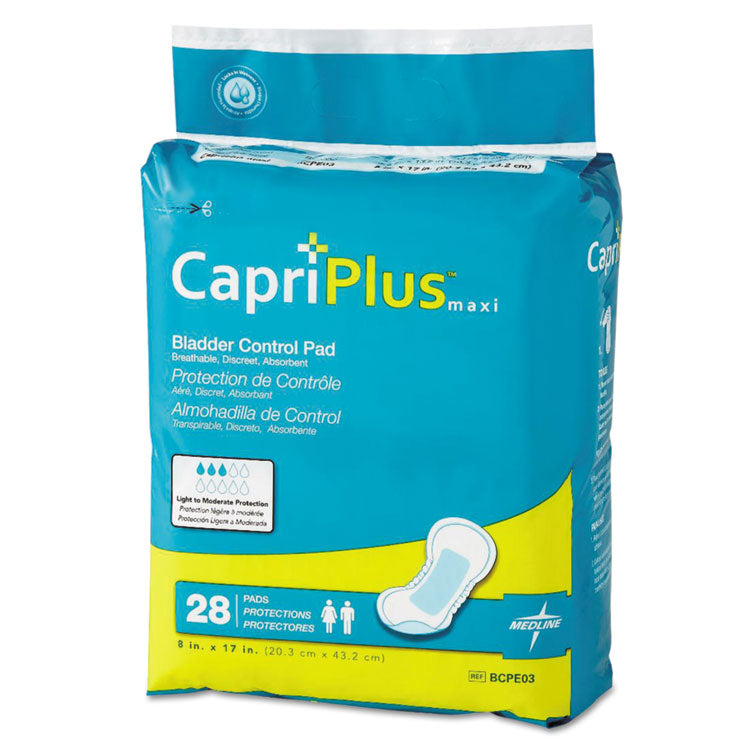 Medline Capri Plus Bladder Control Pads, Ultra Plus, 8" x 17", 28/Pack, 6/Carton (MIIBCPE03CT)