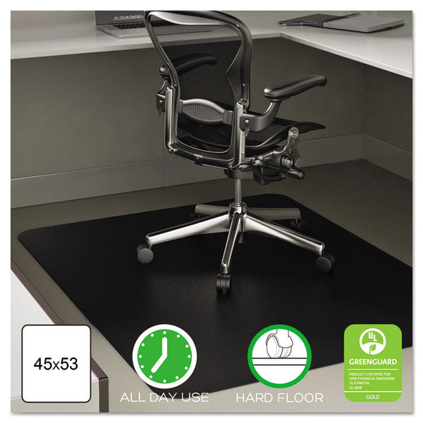 deflecto® EconoMat All Day Use Chair Mat for Hard Floors, Flat Packed, 45 x 53, Black (DEFCM21242BLK)