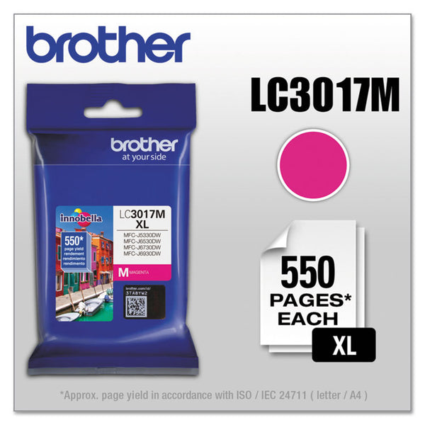 Brother LC3017M Innobella High-Yield Ink, 550 Page-Yield, Magenta (BRTLC3017M)