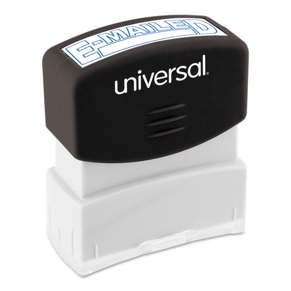 Universal® Message Stamp, E-MAILED, Pre-Inked One-Color, Blue (UNV10058)