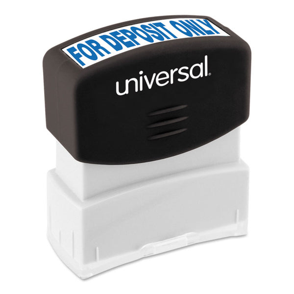 Universal® Message Stamp, for DEPOSIT ONLY, Pre-Inked One-Color, Blue (UNV10056)