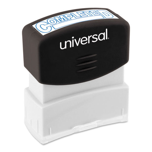 Universal® Message Stamp, COMPLETED, Pre-Inked One-Color, Blue Ink (UNV10044)