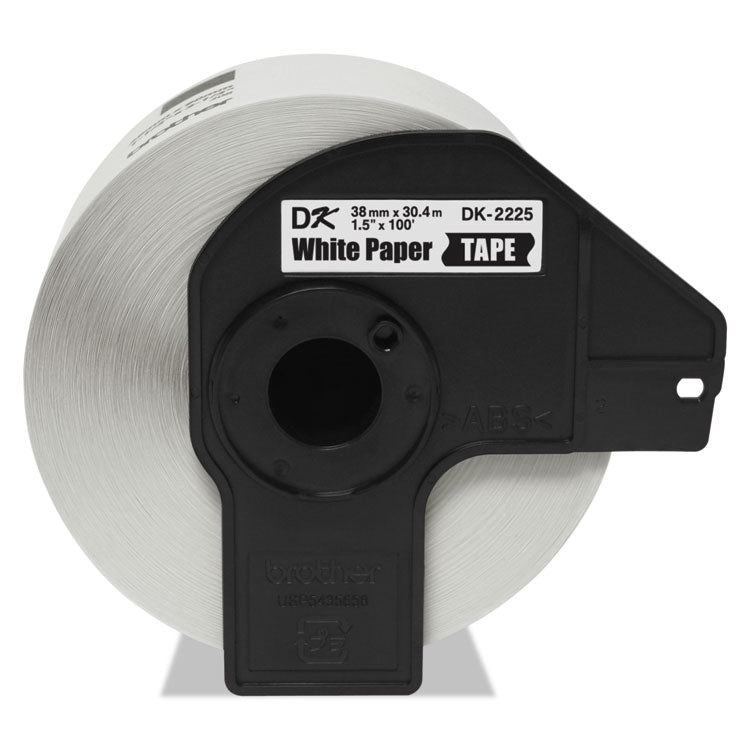 Brother Continuous Paper Label Tape, 1.5" x 100 ft, Black/White (BRTDK2225)