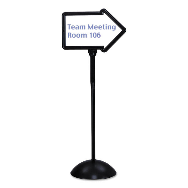 Safco® WriteWay Double-Sided Magnetic Dry Erase Standing Message Sign, Arrow, 64.25" Tall Black Stand, 25.5 x 17.75 White Face (SAF4173BL)