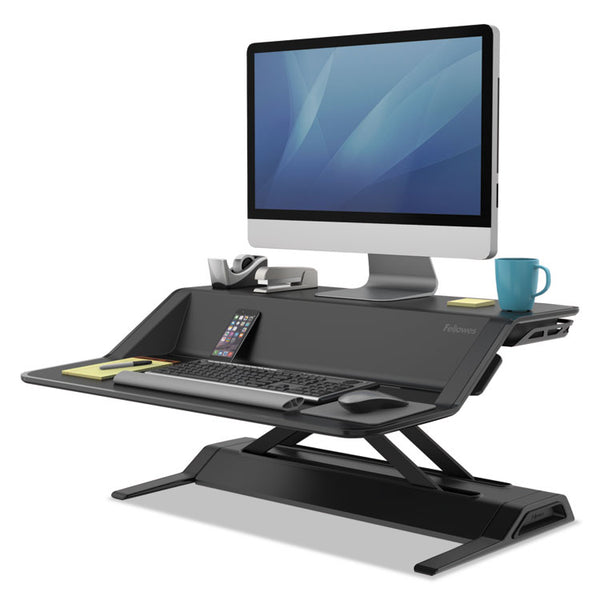 Fellowes® Lotus Sit-Stands Workstation, 32.75" x 24.25" x 5.5" to 22.5", Black (FEL0007901)