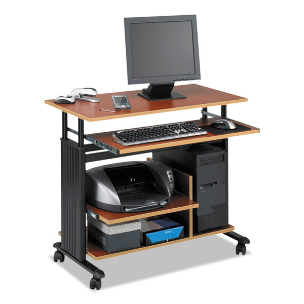 Safco® Muv 28" Adjustable-Height Mini-Tower Computer Desk, 35.5" x 22" x 29" to 34", Cherry/Black (SAF1927CY)