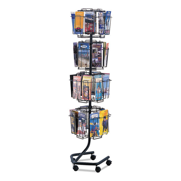 Safco® Wire Rotary Display Racks, 32 Compartments, 15w x 15d x 60h, Charcoal (SAF4128CH) Each