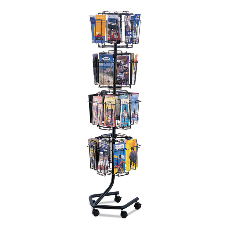 Safco® Wire Rotary Display Racks, 32 Compartments, 15w x 15d x 60h, Charcoal (SAF4128CH) Each