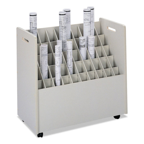 Safco® Laminate Mobile Roll Files, 50 Compartments, 30.25w x 15.75d x 29.25h, Putty (SAF3083)