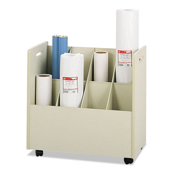 Safco® Laminate Mobile Roll Files, 8 Compartments, 30.13w x 15.75d x 29.25h, Putty (SAF3045)