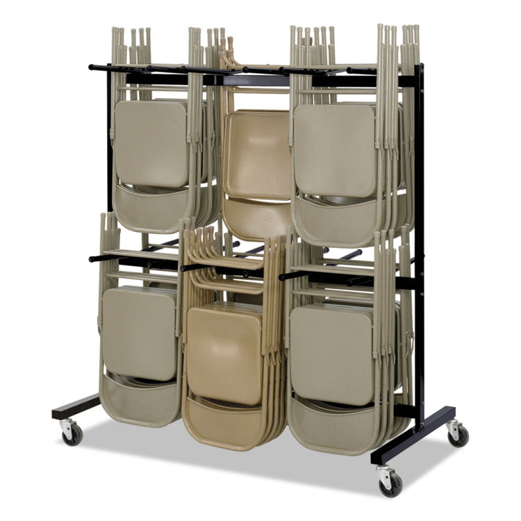 Safco® Two-Tier Chair Cart, Two-Sided 12-Section Hang-Hook Format, Metal, 64.5" x 33.5" x 70.25", Black (SAF4199BL) Each