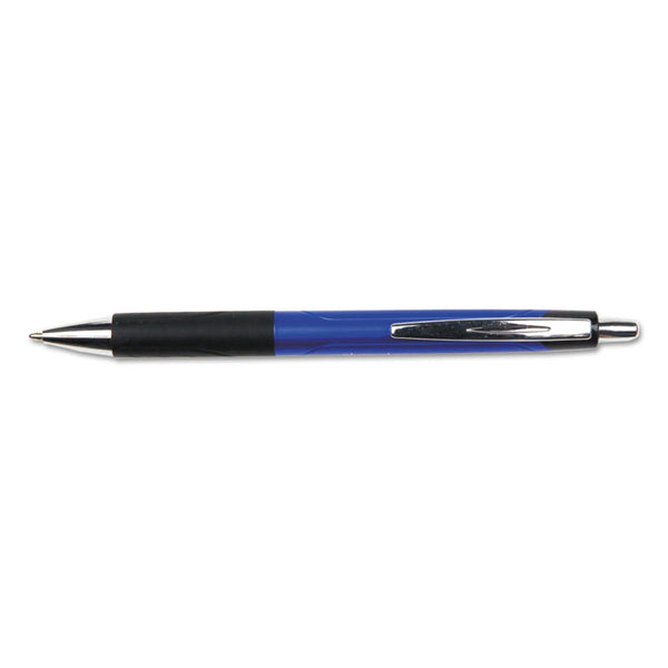 Universal™ Comfort Grip Ballpoint Pen, Retractable, Medium 1 mm, Blue Ink, Blue/Black Barrel, Dozen (UNV15541)