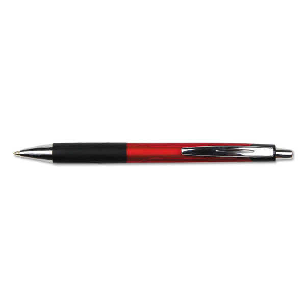 Universal™ Comfort Grip Ballpoint Pen, Retractable, Medium 1 mm, Red Ink, Red/Black Barrel, Dozen (UNV15542)