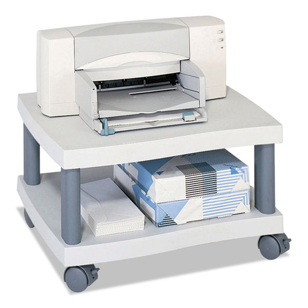 Safco® Wave Design Under-Desk Printer Stand, Plastic, 2 Shelves, 20" x 17.5" x 11.5", White/Charcoal Gray (SAF1861GR) Each