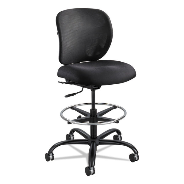 Safco® Vue Heavy-Duty Extended-Height Stool, Supports Up to 350 lb, 23" to 32.5" Seat Height, Black Fabric (SAF3394BL) Each