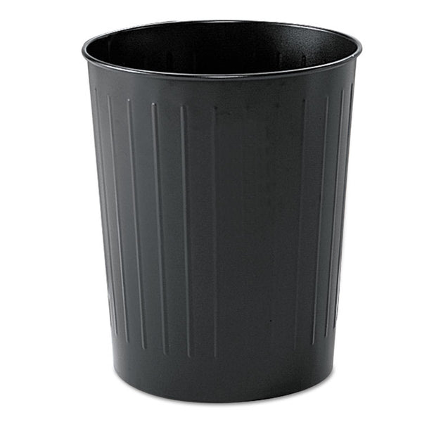 Safco® Round Wastebaskets, 6 gal, Steel, Black (SAF9604BL)