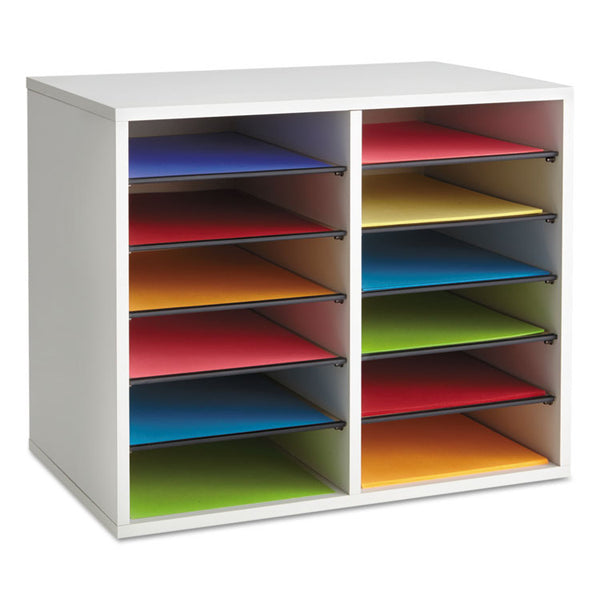 Safco® Fiberboard Literature Sorter, 12 Compartments, 19.63 x 11.88 x 16.13, Gray (SAF9420GR)