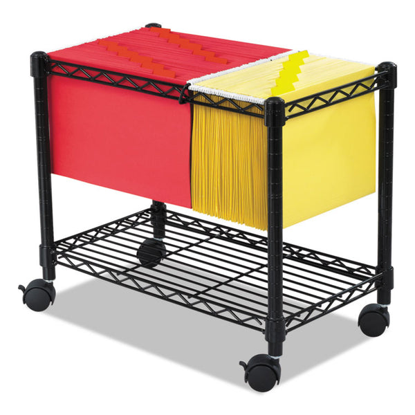 Safco® Wire Mobile File, Metal, 1 Shelf, 2 Bins, 14" x 24" x 20.5", Black (SAF5201BL) Each