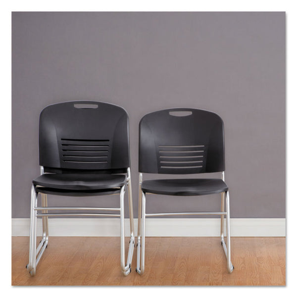 Safco® Vy Series Stack Chairs, Supports Up to 350 lb, 18.75" Seat Height, Black Seat, Black Back, Silver Base, 2/Carton (SAF4292BL) Each