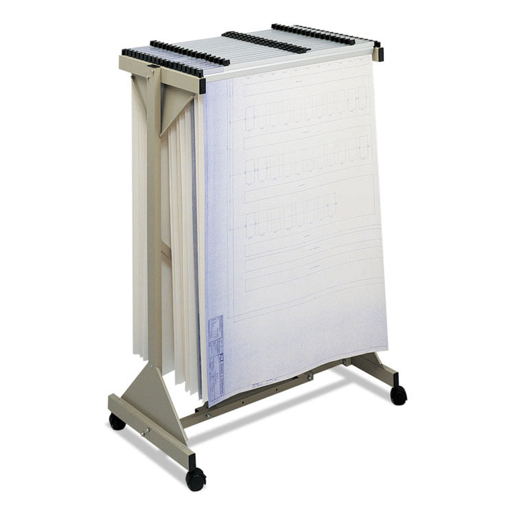 Safco® Mobile Plan Center Sheet Rack, 18 Hanging Clamps, 43.75w x 20.5d x 51h, Sand (SAF5060) Each