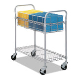 Safco® Dual-Purpose Wire Mail and Filing Cart, Metal, 1 Shelf, 1 Bin, 39" x 18.75" x 38.5", Metallic Gray (SAF5236GR)