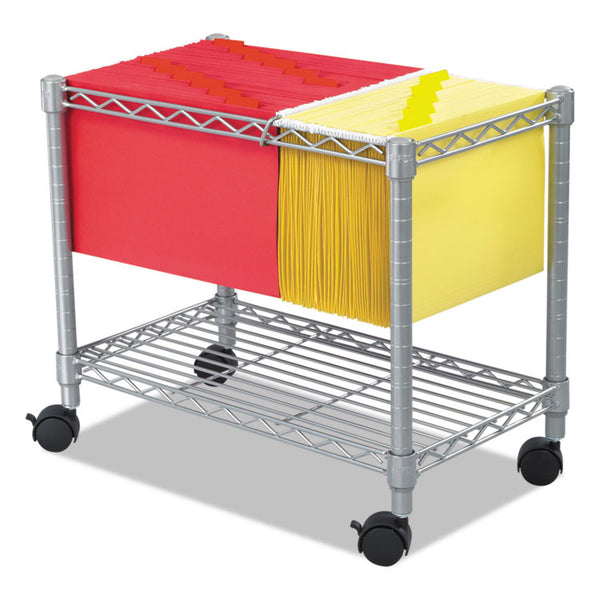 Safco® Wire Mobile File, Metal, 1 Shelf, 2 Bins, 14" x 24" x 20.5", Metallic Gray, Ships in 1-3 Business Days (SAF5201GR) Each