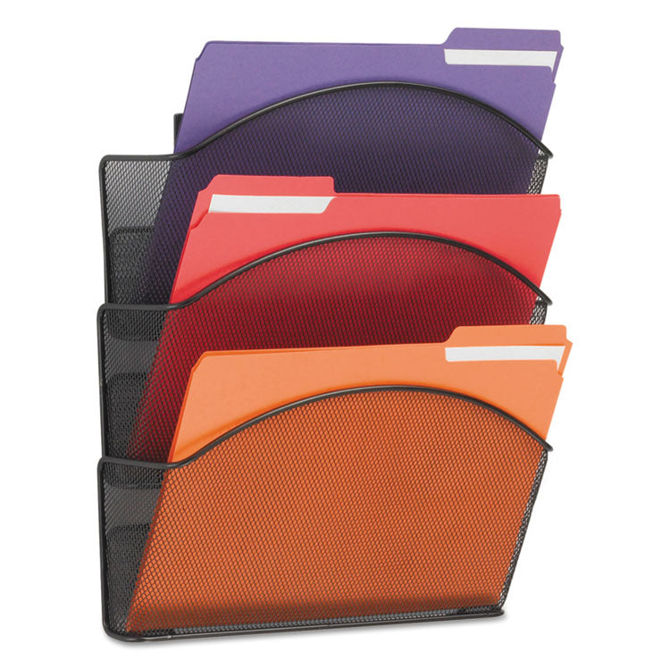 Safco® Onyx Mesh Wall Pockets, 3 Sections, Letter Size, 12" x 3.25" x 17.25", Black (SAF5652BL) Each