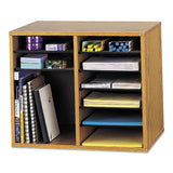 Safco® Wood/Fiberboard Literature Sorter, 12 Compartments, 19.63 x 11.88 x 16.13, Oak (SAF9420MO) Each