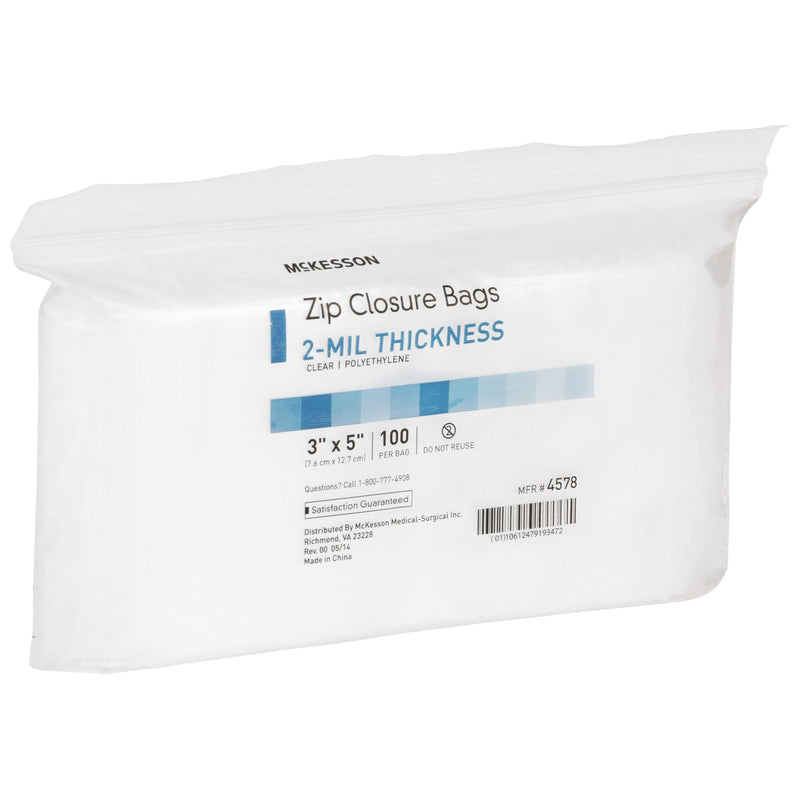 McKesson Reclosable Bag 3 X 5 Inch Polyethylene Clear Zipper Closure (890534_PK) 1/PK
