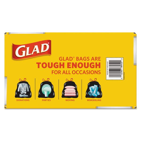 Glad® Drawstring Large Trash Bags, 30 gal, 1.05 mil, 30" x 33", Black, 90/Carton (CLO78952)