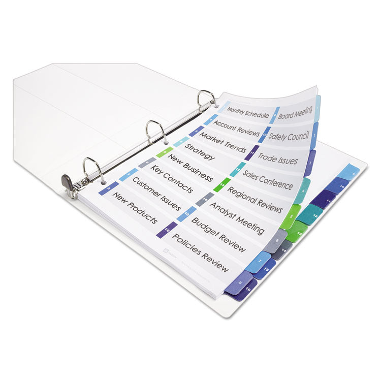 Avery® Customizable TOC Ready Index Double Column Multicolor Tab Dividers, 16-Tab, 1 to 16, 11 x 8.5, White, 1 Set (AVE11320)