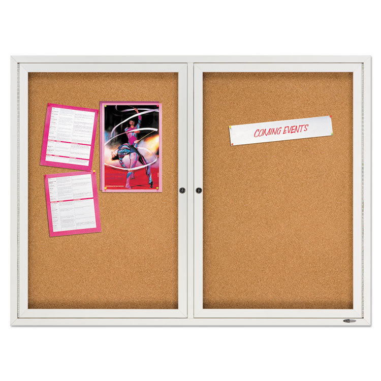 Quartet® Enclosed Cork Bulletin Board, Cork/Fiberboard, 48 x 36, Tan Surface, Silver Aluminum Frame (QRT2124) Each