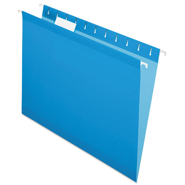 Pendaflex® Colored Reinforced Hanging Folders, Letter Size, 1/5-Cut Tabs, Blue, 25/Box (PFX415215BLU) Box of 25