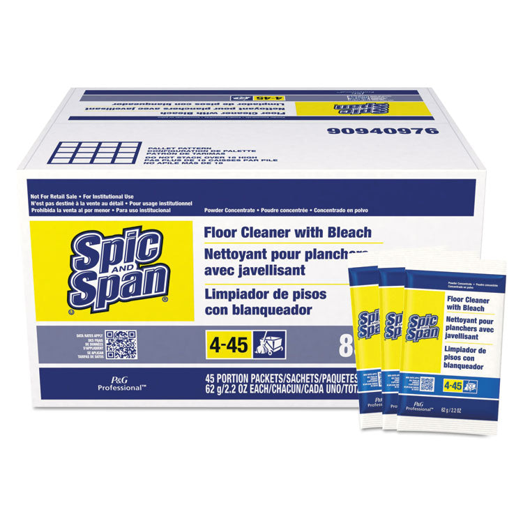 Spic and Span® Bleach Floor Cleaner Packets, 2.2oz Packets, 45/Carton (PGC02010) Case of 45